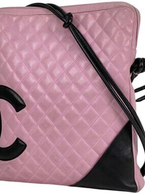 Chanel Cambon Shoulder Bag Pink Black